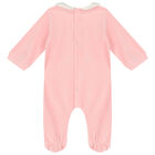 Baby Girls Pink Velour Babygrows (2 Pack), 1, hi-res